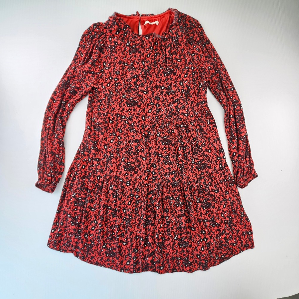 Copper Key Red Floral Smock Dress Medium Babydoll Long Sleeve Whimsigoth Boho
